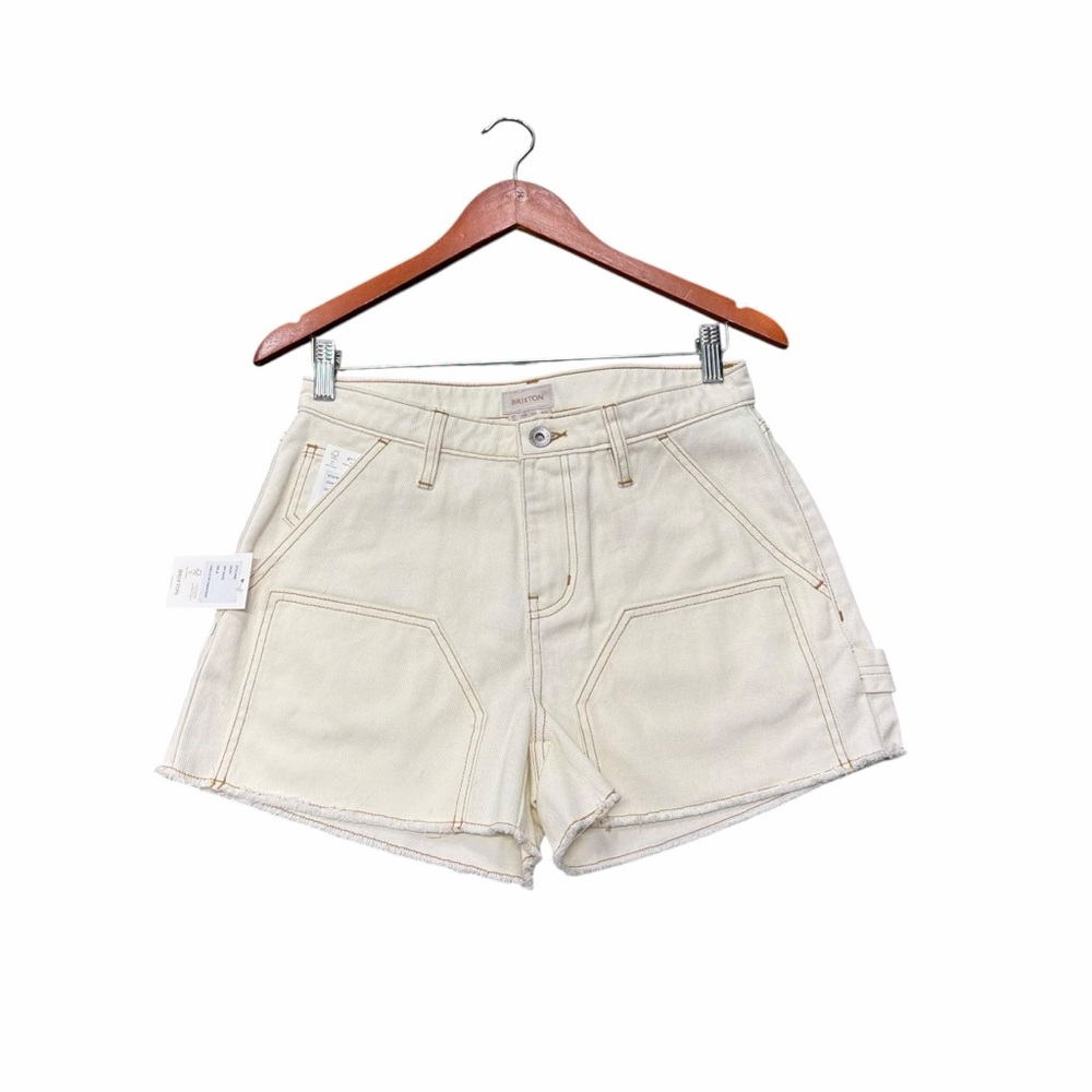NWT Brixton Essex Cut Off Painter Shorts Off White 26